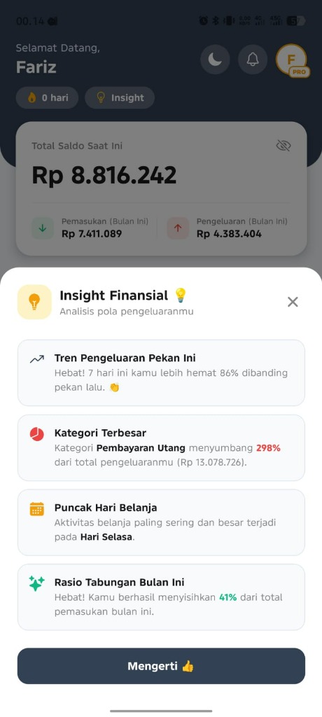 Dashboard dan AI Insight Finansial SakuGo v2.7.3
